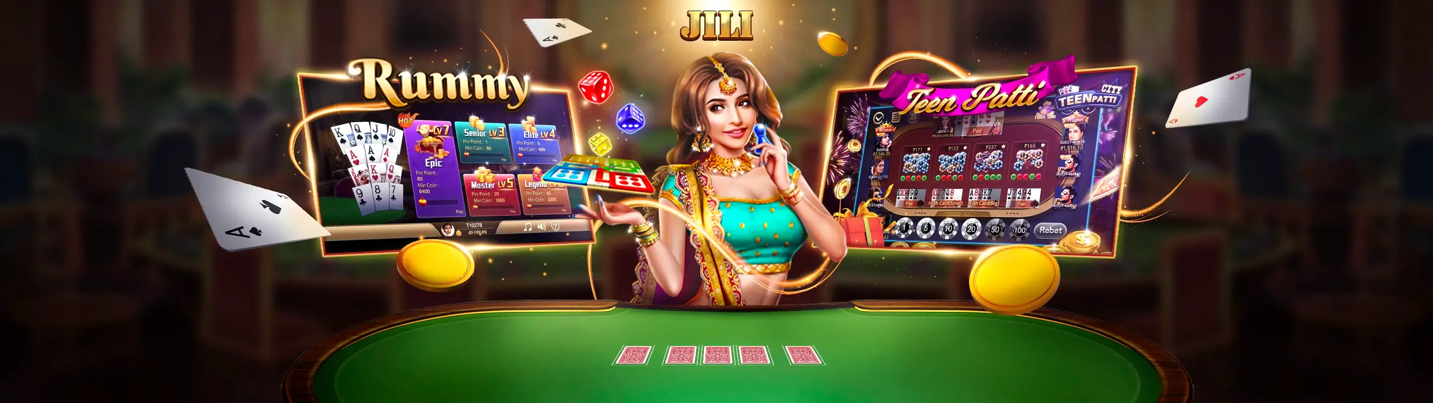 Sòng bạc trực tuyến f bet với bàn chơi và chip vàng